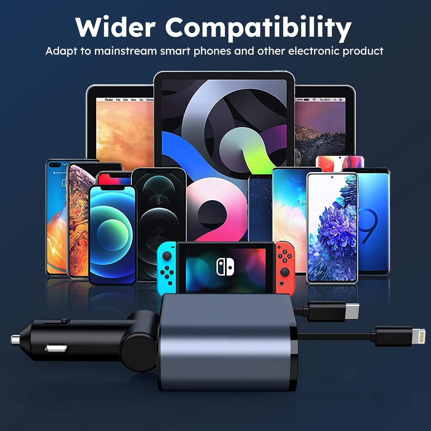 4 IN 1 Retractable Car Phone Charger